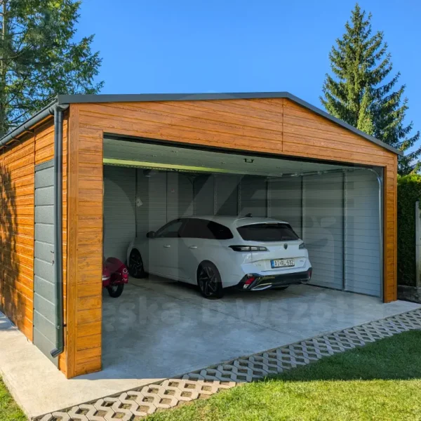 Mobilgarázs 5.5m x 6m multigloss szekcionált kapuval