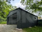 Mobilgarázs 6.0m x 6.0m antacitszürke szekcionált kapuval