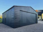 Mobilgarázs 6m x 5.8m antacitszürke szekcionált kapuval