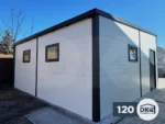 Szigetelt garázs hátra lejtő tetővel, szendvicspanelből 6m x 5.8m