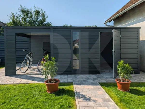 Kerti tároló 6 x 3 m hátra lejtős tető Antracitszürke BTX 7016 - Image 4