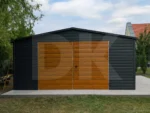 Mobilgarázs antacitszürke 5.0m x 5.0m kétszárnyú kapu multigloss