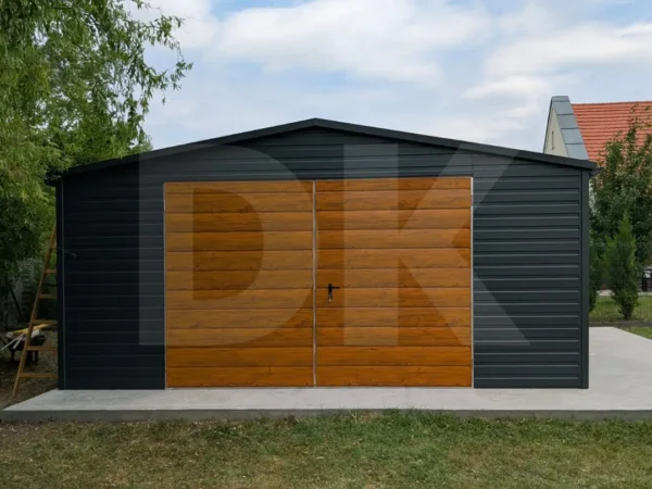 Mobilgarázs antacitszürke 5.0m x 5.0m kétszárnyú kapu multigloss