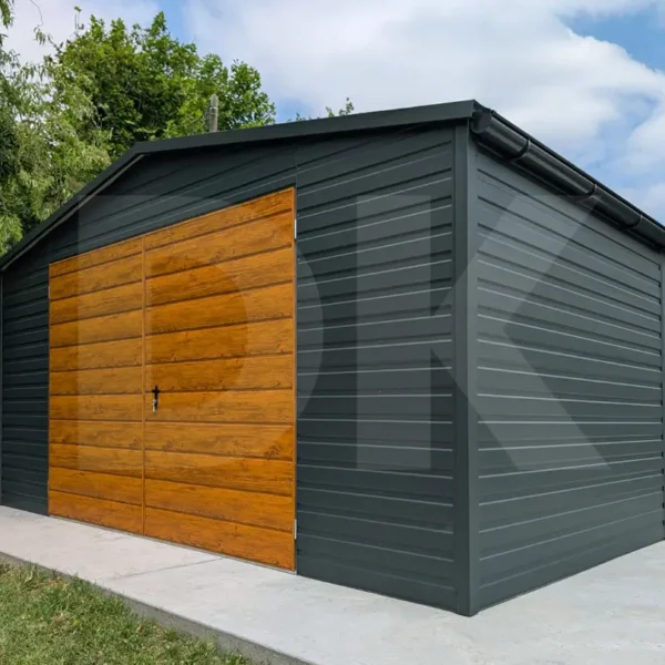 Mobilgarázs antacitszürke 5.0m x 5.0m kétszárnyú kapu multigloss