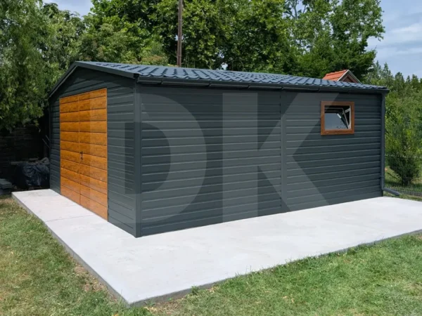 Mobilgarázs antacitszürke 5.0m x 5.0m kétszárnyú kapu multigloss