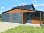 Mobilgarázs előtetővel aranytölgy antracitszürke 9m x 6m
