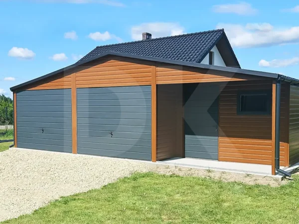 Mobilgarázs előtetővel aranytölgy antracitszürke 9m x 6m