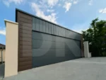 Mobilgarázs hátra lejtős tető 6.0m x 6.0m antacitszürke + dió színű