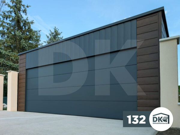Mobilgarázs hátra lejtős tető 6.0m x 6.0m antacitszürke + dió színű