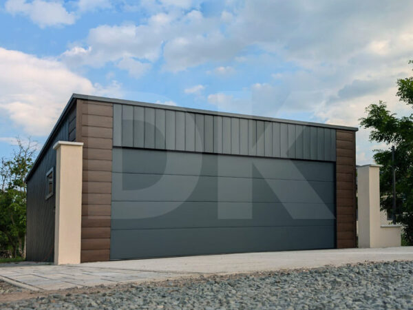 Mobilgarázs hátra lejtős tető 6.0m x 6.0m antacitszürke + dió színű