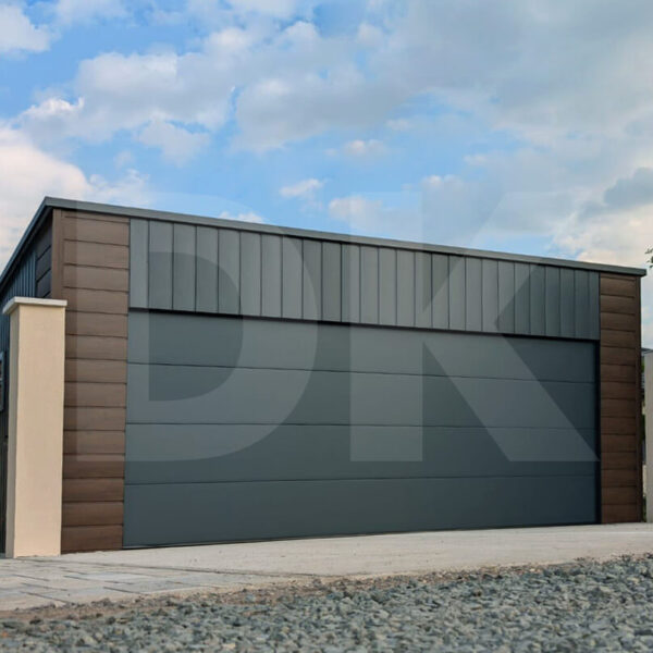 Mobilgarázs hátra lejtős tető 6.0m x 6.0m antacitszürke + dió színű