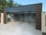 Mobilgarázs hátra lejtős tető 6.0m x 6.0m antacitszürke + dió színű