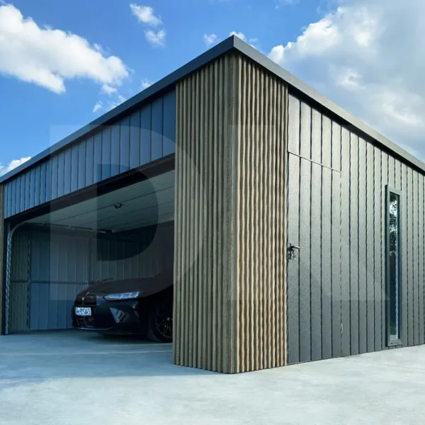 Mobilgarázs hátra lejtős tető 6.0m x 5.8m antacitszürke + Winchester színű