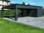 Modern fedett beálló tárolóval 9m x 5.5m antacitszürke