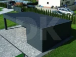 Modern fedett beálló tárolóval 9m x 5.5m antacitszürke