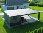 Modern fedett beálló tárolóval 9m x 5.5m antacitszürke