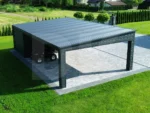 Modern fedett beálló tárolóval 9m x 5.5m antacitszürke