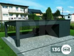Modern fedett beálló tárolóval 9m x 5.5m antacitszürke