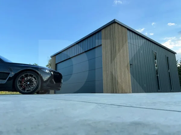 Mobilgarázs hátra lejtős tető 6.0m x 5.8m antacitszürke + Winchester színű