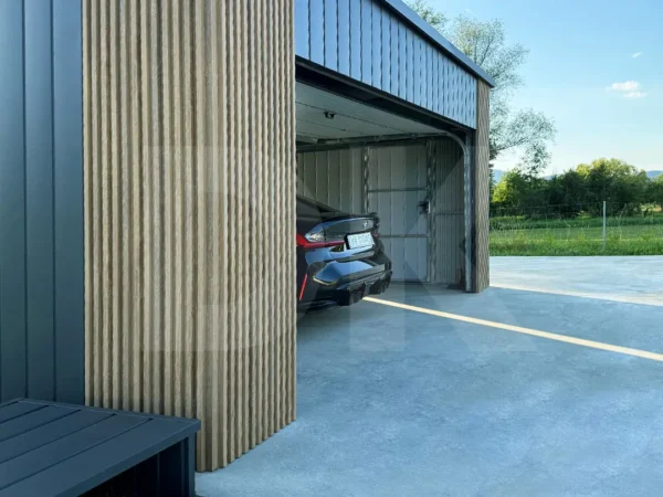 Mobilgarázs hátra lejtős tető 6.0m x 5.8m antacitszürke + Winchester színű