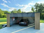 Mobilgarázs hátra lejtős tető 6.0m x 5.8m antacitszürke + Winchester színű