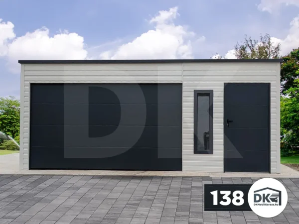 Mobilgarázs hátra lejtős tető 6.0m x 5.8m tiszta fehér színű - Image 2