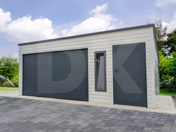 Mobilgarázs hátra lejtős tető 6.0m x 5.8m tiszta fehér színű - Image 1