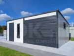 Mobilgarázs 6m x 5m hátra lejtős tető Tiszta fehér + Antracitszürke