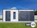 Mobilgarázs 6m x 5m hátra lejtős tető Tiszta fehér + Antracitszürke