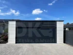 Mobilgarázs 7m x 6m hátra lejtős tető szekcionált kapuval