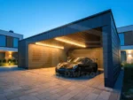 Modern fedett beálló tárolóval 9m x 6m antacitszürke