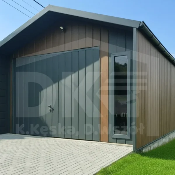 Faház jellegű lemezgarázs 4m x 6m nyeregtetővel Dió